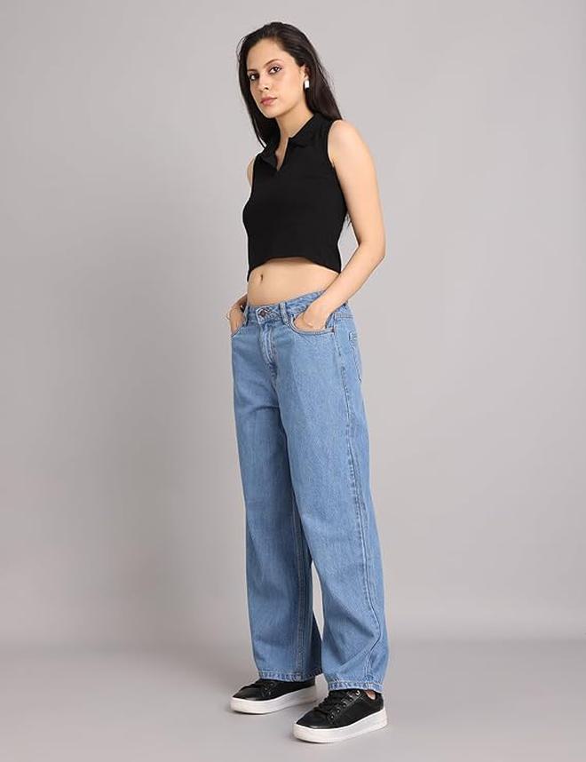 inkd Women's Baggy Fit Jeans - Mid-Rise | 100% Cotton | Jeans for Women - Image 3